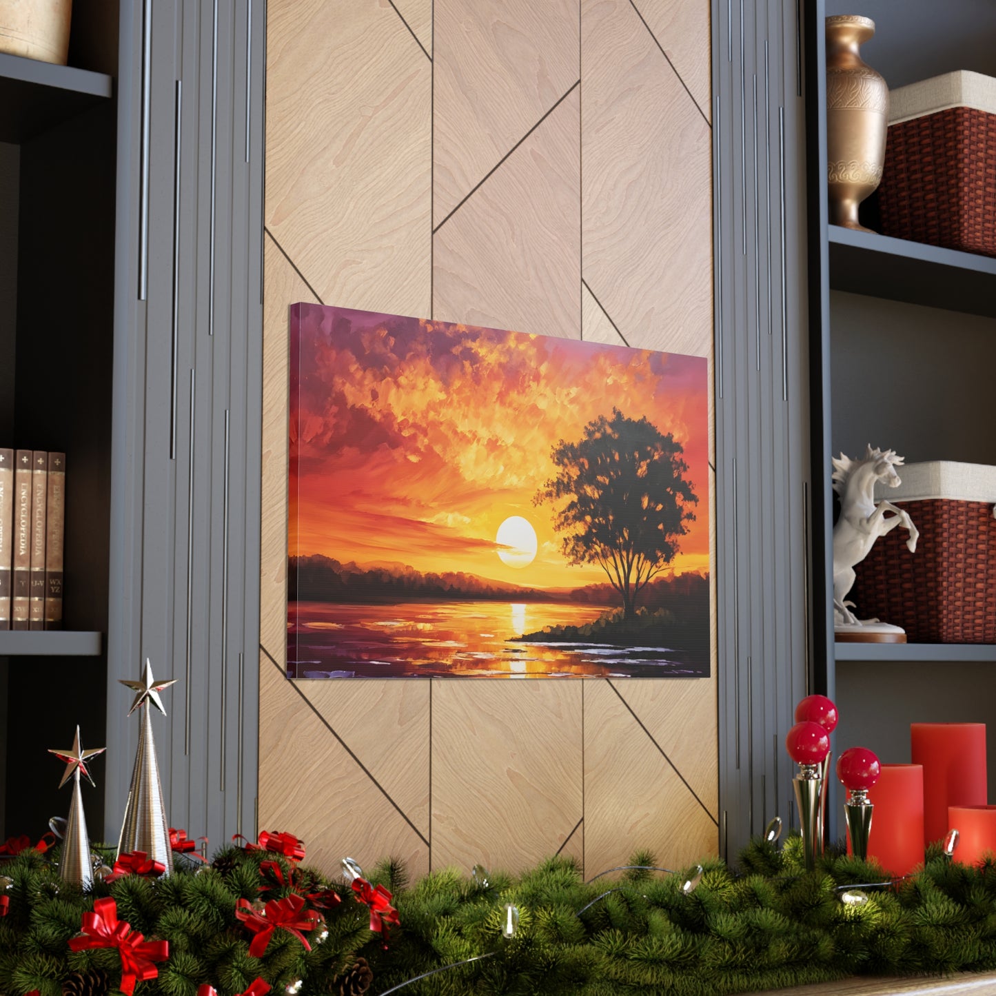 Golden Sunset: Classic Oil Painting Wall Décor