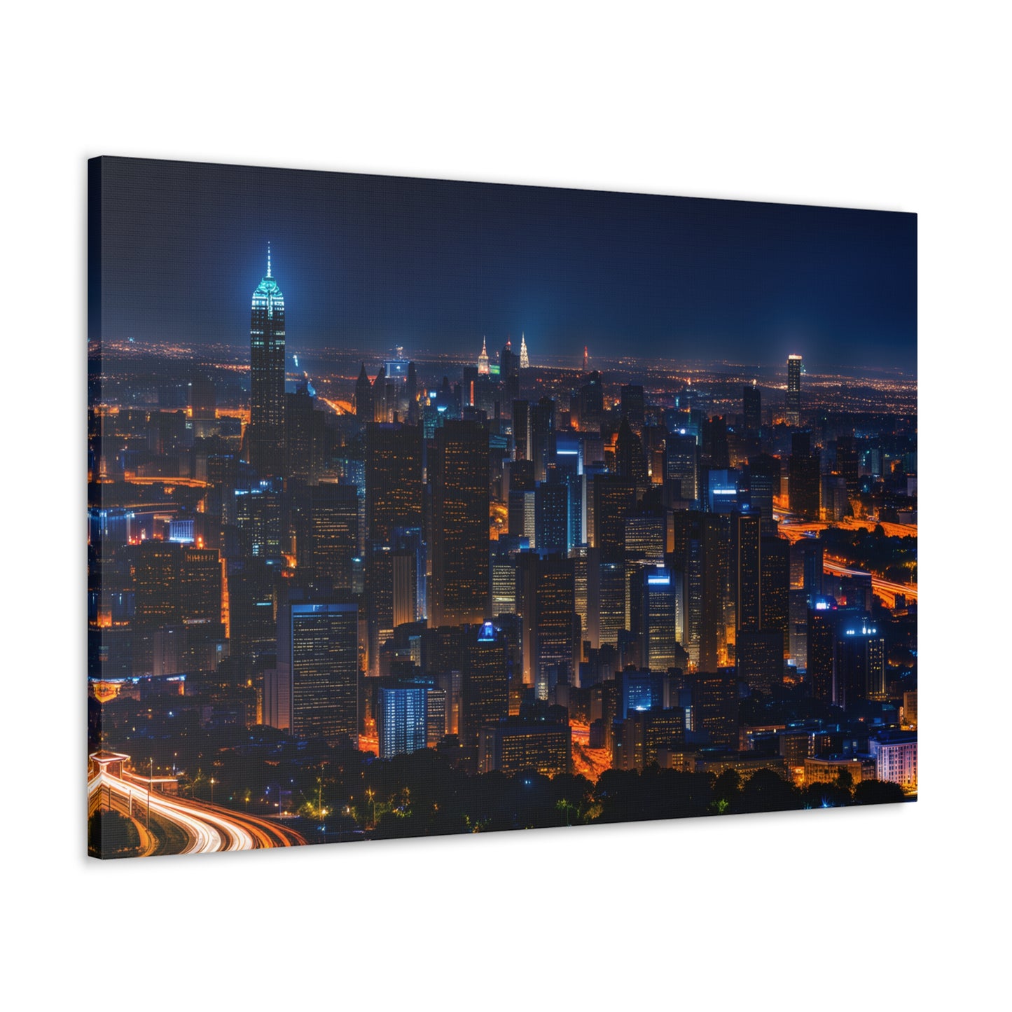 Nightfall Urban Tapestry: Cityscape Wall Décor