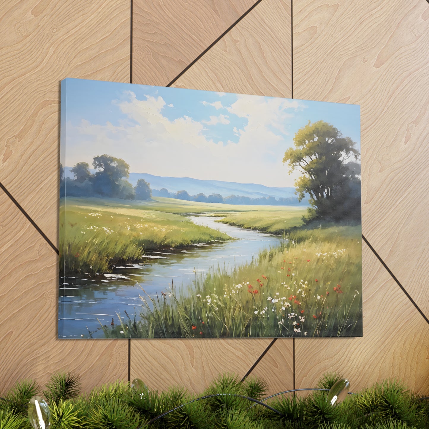 Whispering River: Classic Oil Painting Wall Décor