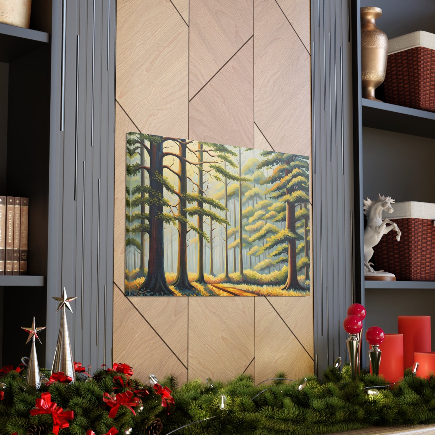 Evergreen Vista: Classic Oil Painting Wall Décor