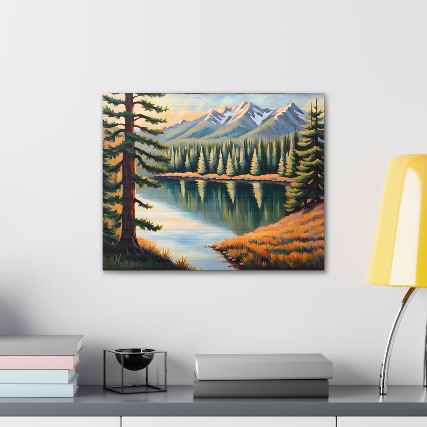 Mountain Reflections: Classic Oil Painting Wall Décor