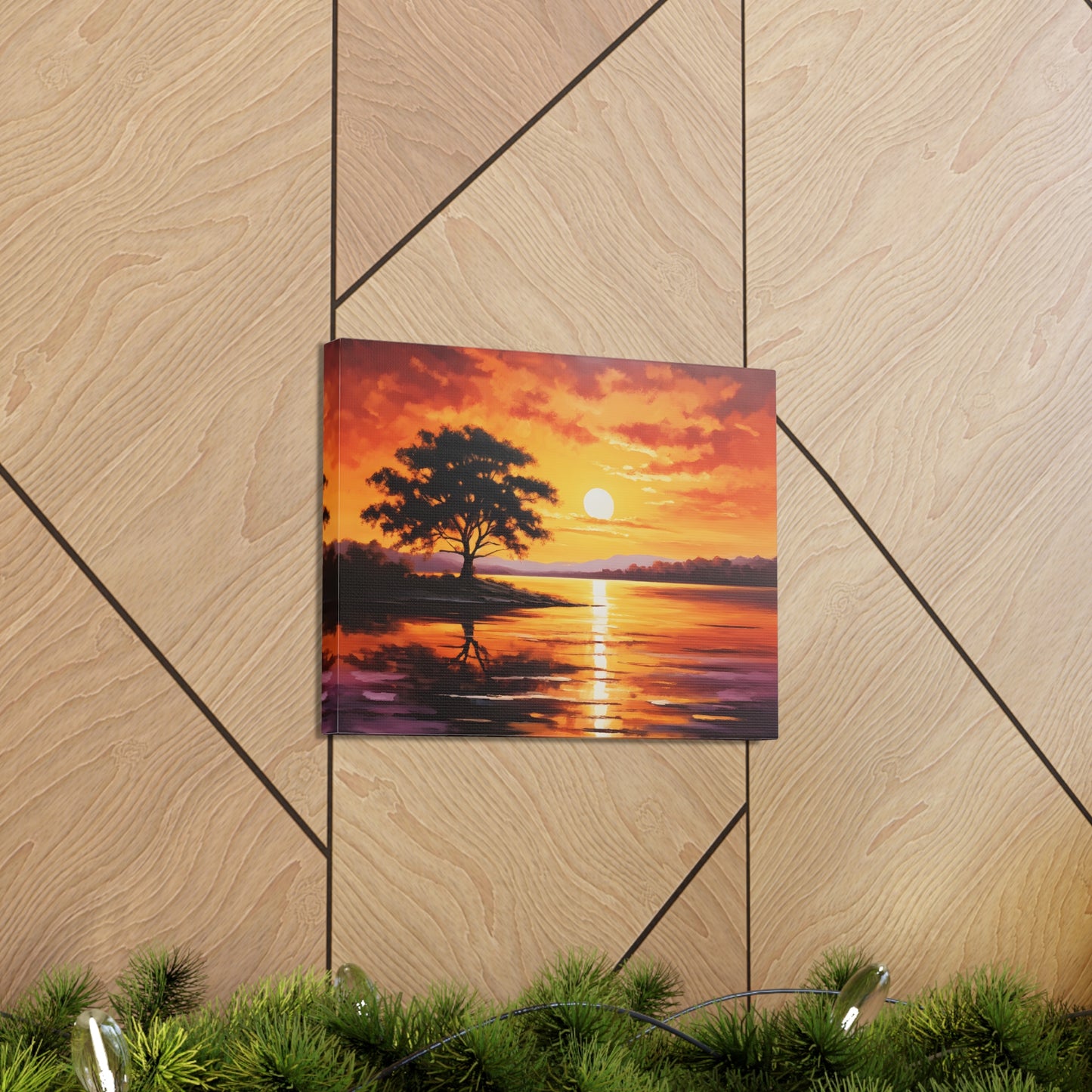 Sunset Cascade: Classic Oil Painting Wall Décor