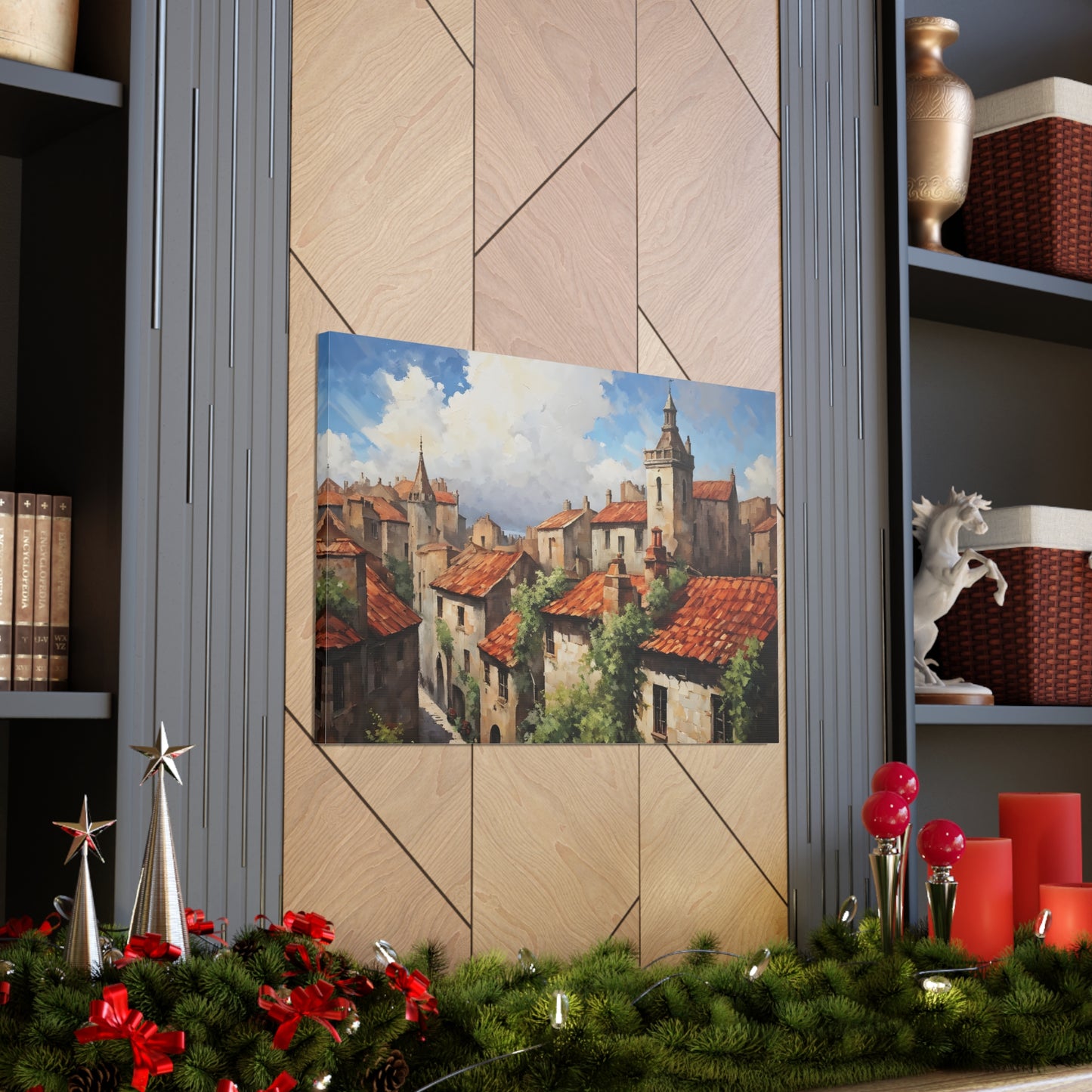 Aged Cityscape: Classic Oil Painting Wall Décor