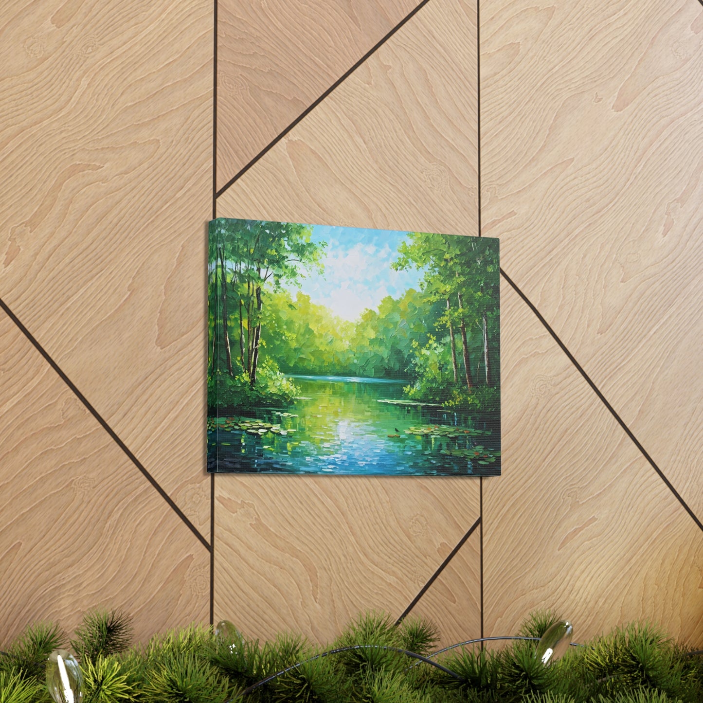 Serene Lagoon: Classic Oil Painting Wall Décor