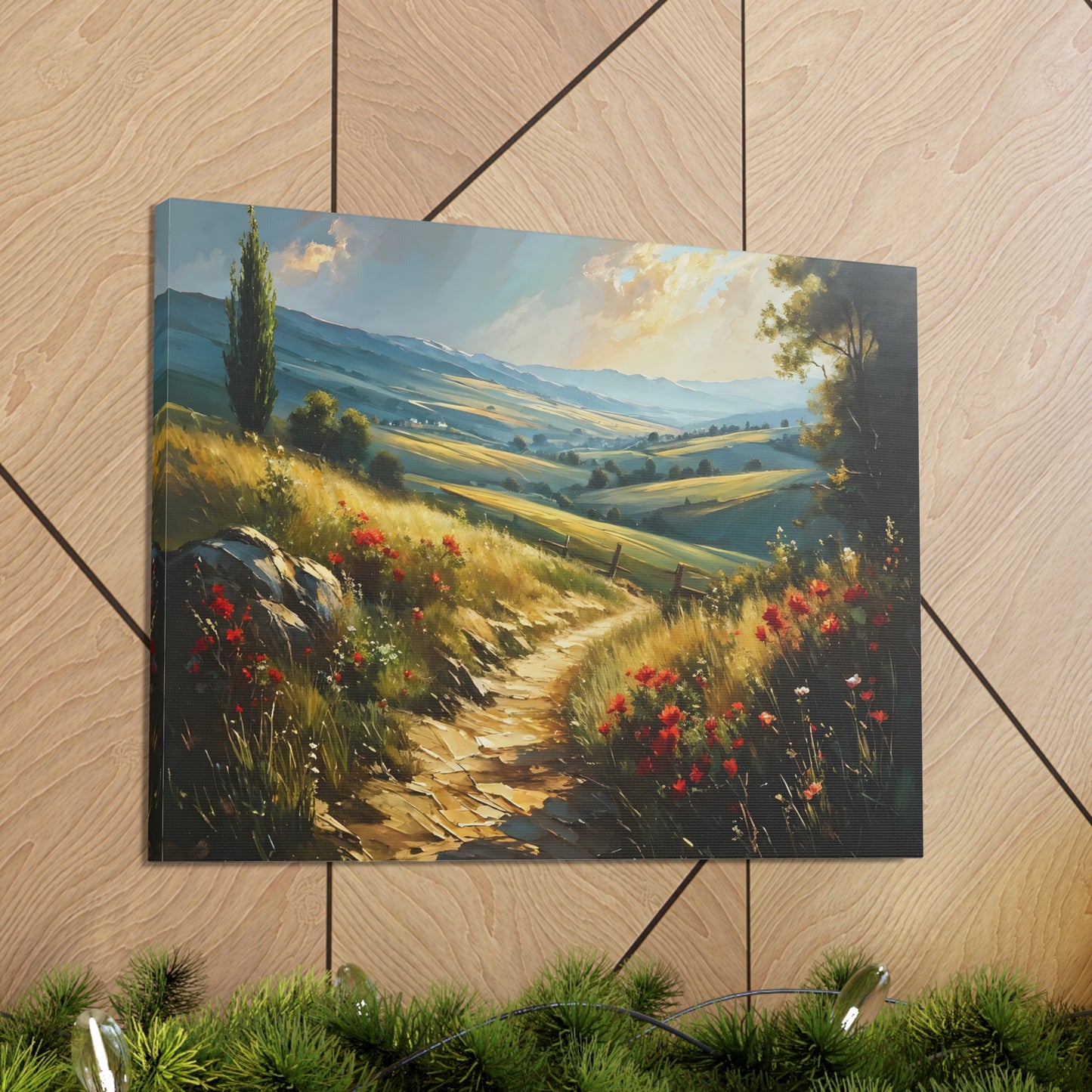 Serene Hillside: Classic Oil Painting Wall Décor