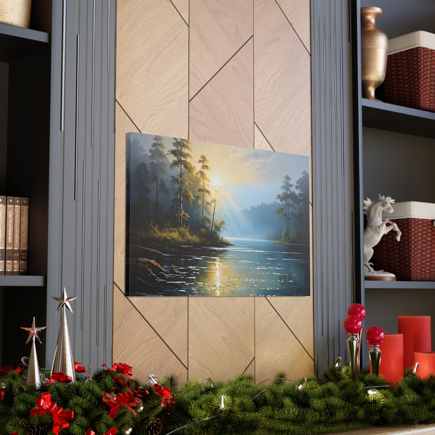 Foggy Lakeside: Classic Oil Painting Wall Décor