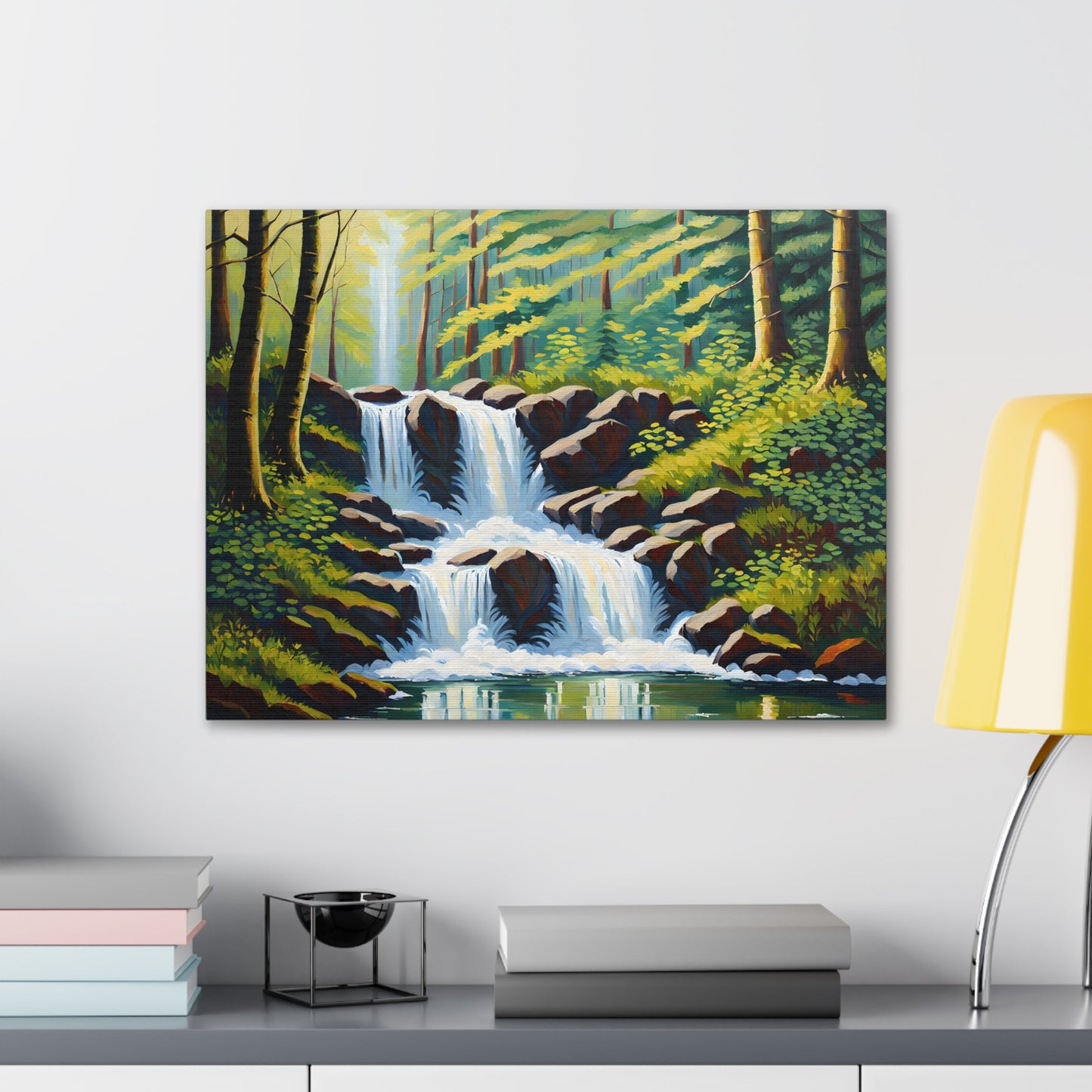 Lush Waterfall: Classic Oil Painting Wall Décor