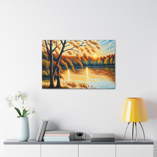 Lakeside Hue: Classic Oil Painting Wall Décor