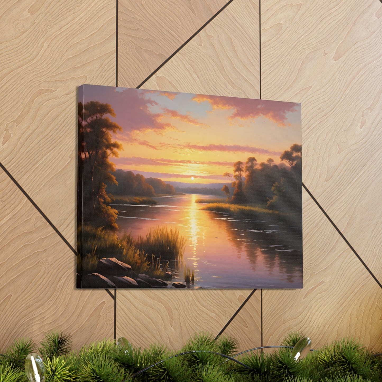 Lush Riverside: Classic Oil Painting Wall Décor