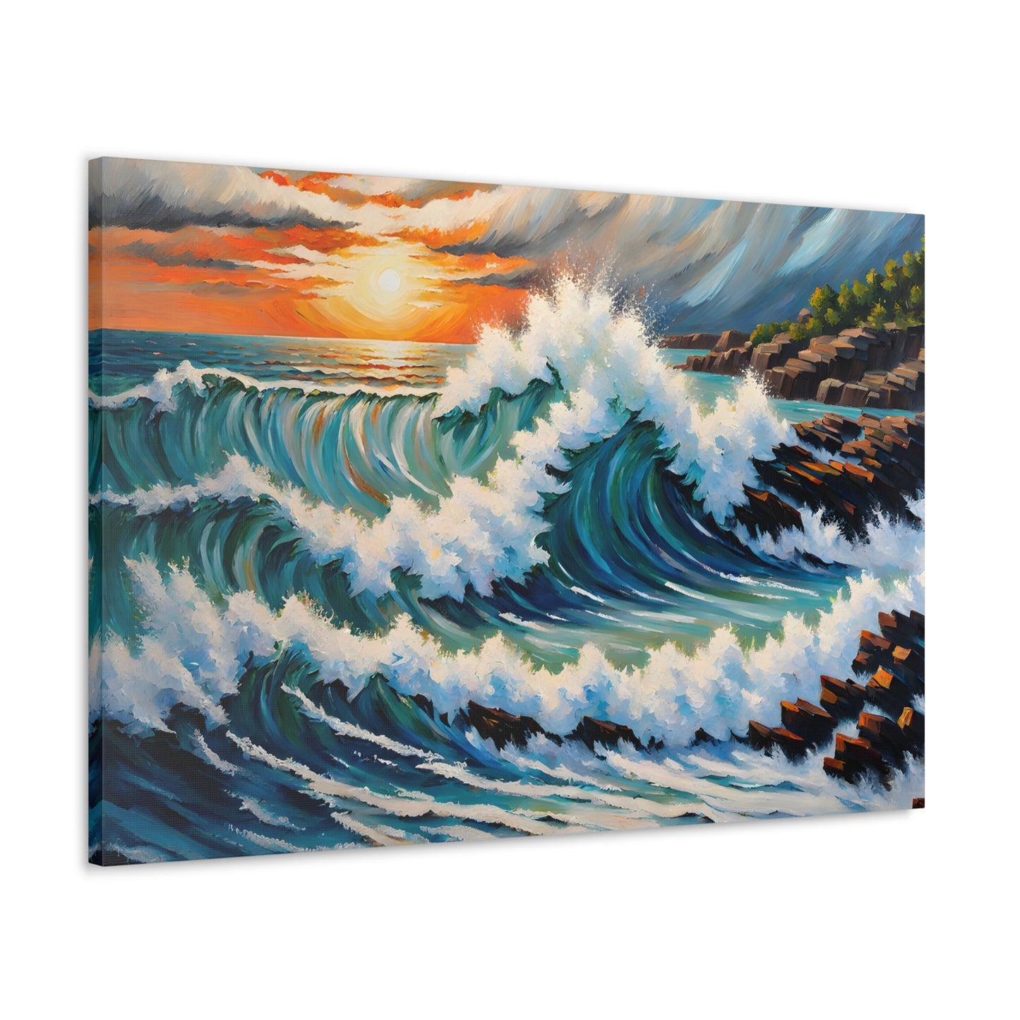 Rugged Coastline: Classic Oil Painting Wall Décor