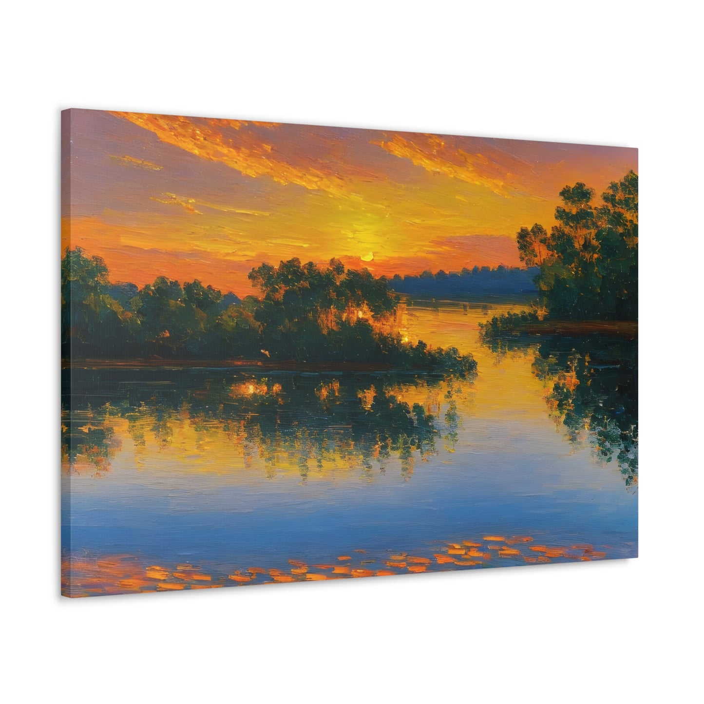 Serene Lakeside: Classic Oil Painting Wall Décor