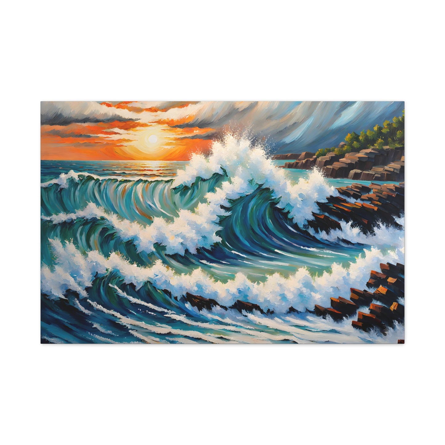 Rugged Coastline: Classic Oil Painting Wall Décor