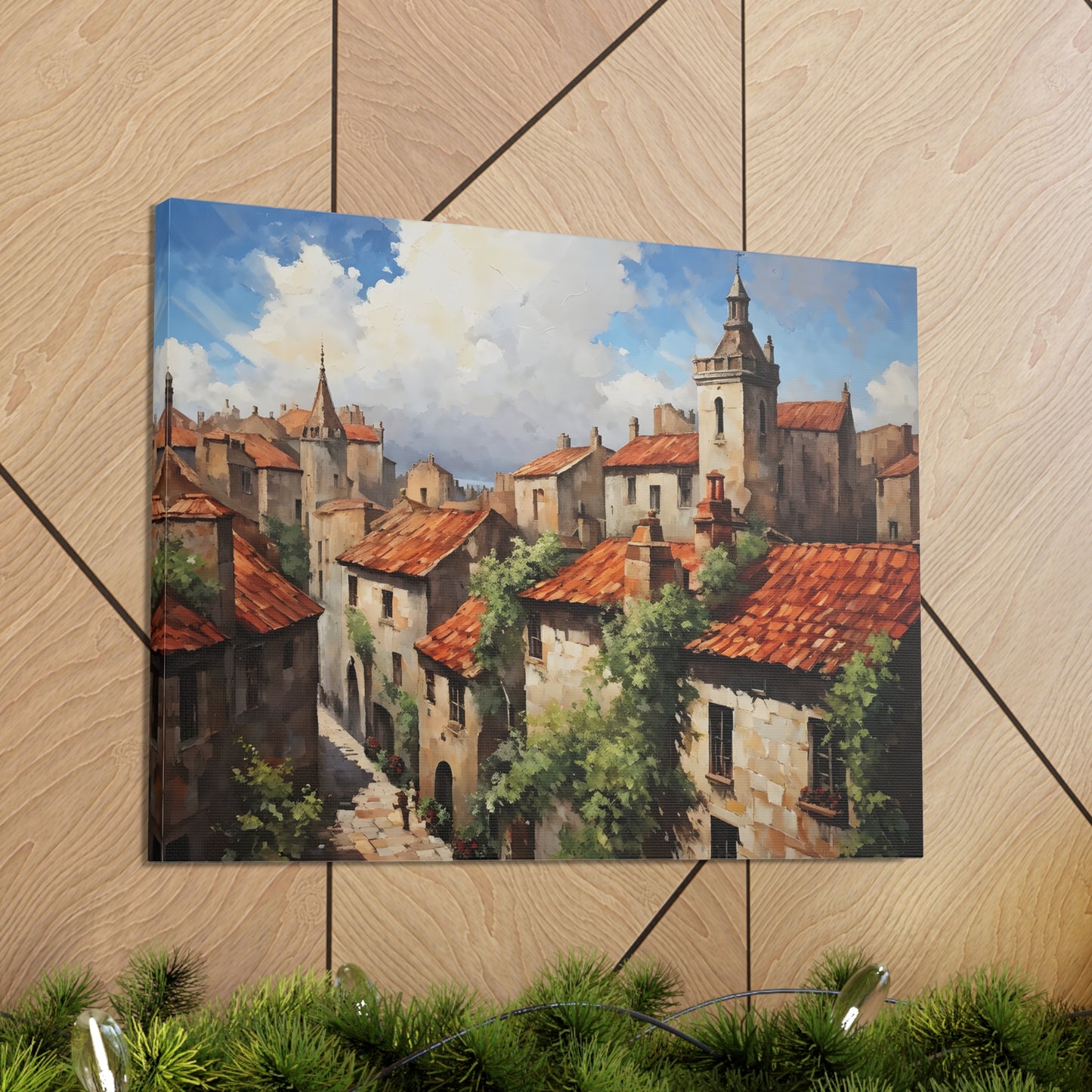 Aged Cityscape: Classic Oil Painting Wall Décor