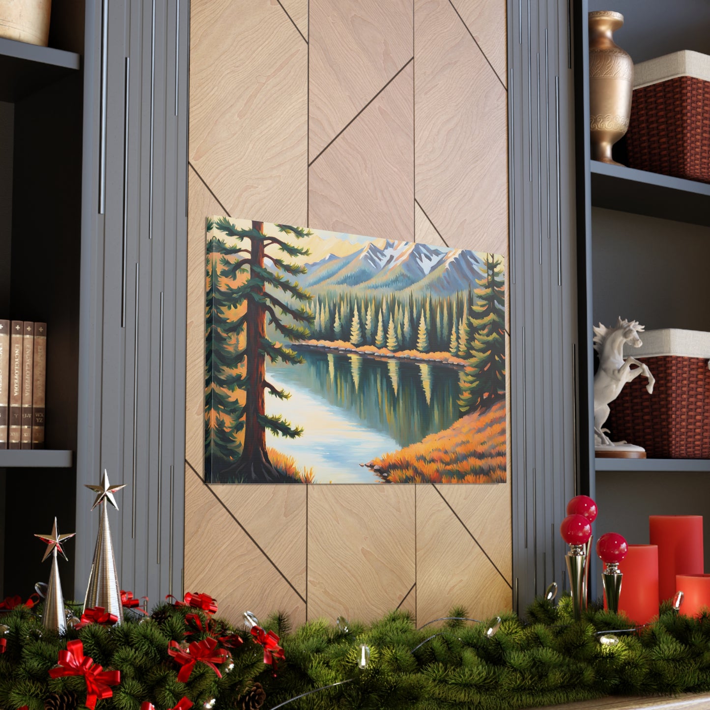 Mountain Reflections: Classic Oil Painting Wall Décor