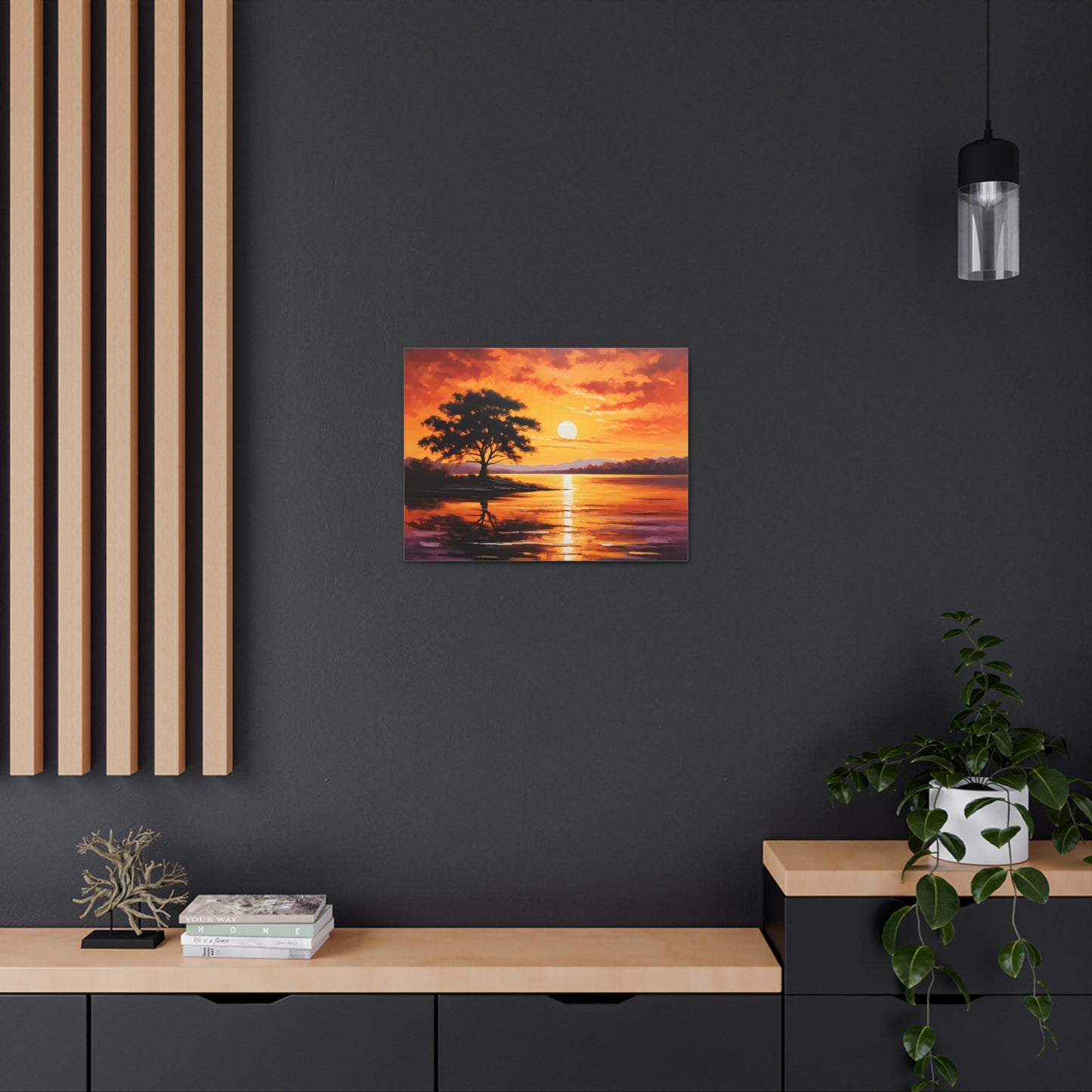 Sunset Cascade: Classic Oil Painting Wall Décor