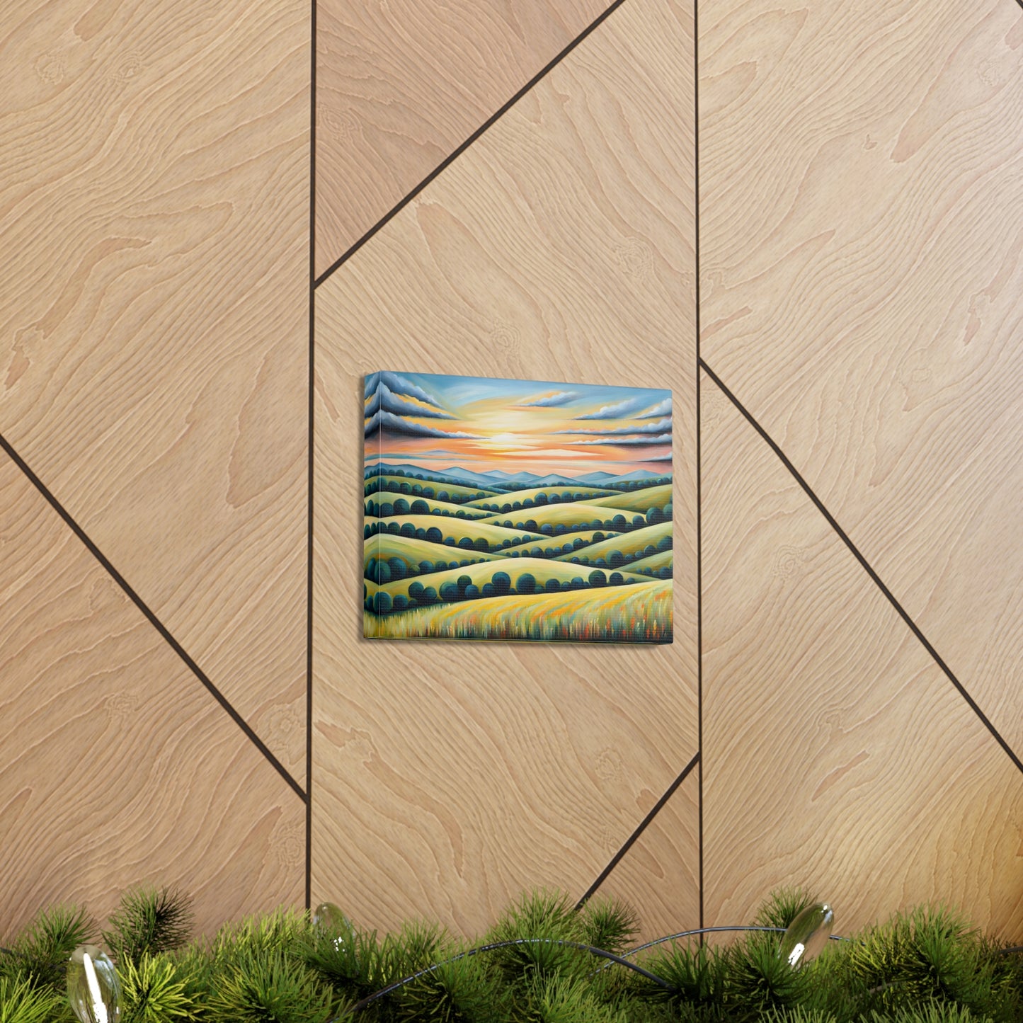 Verdant Hillside: Classic Oil Painting Wall Décor