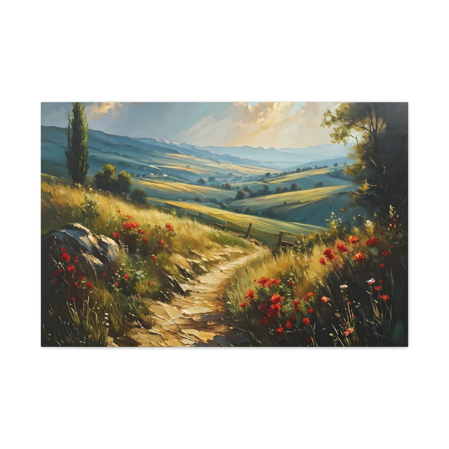 Serene Hillside: Classic Oil Painting Wall Décor