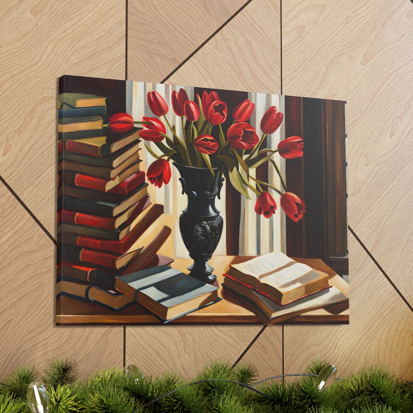 Drenched Tulips: Classic Oil Painting Wall Décor