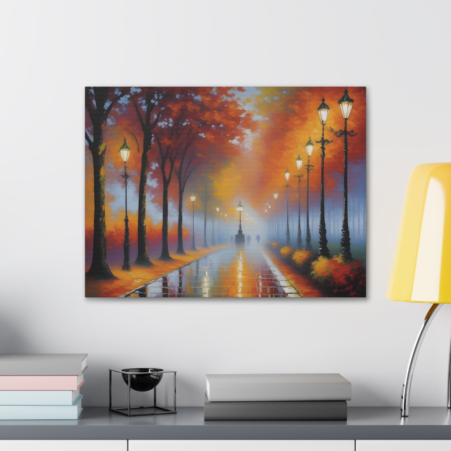 Lamp Post Serenity: Classic Oil Painting Wall Décor