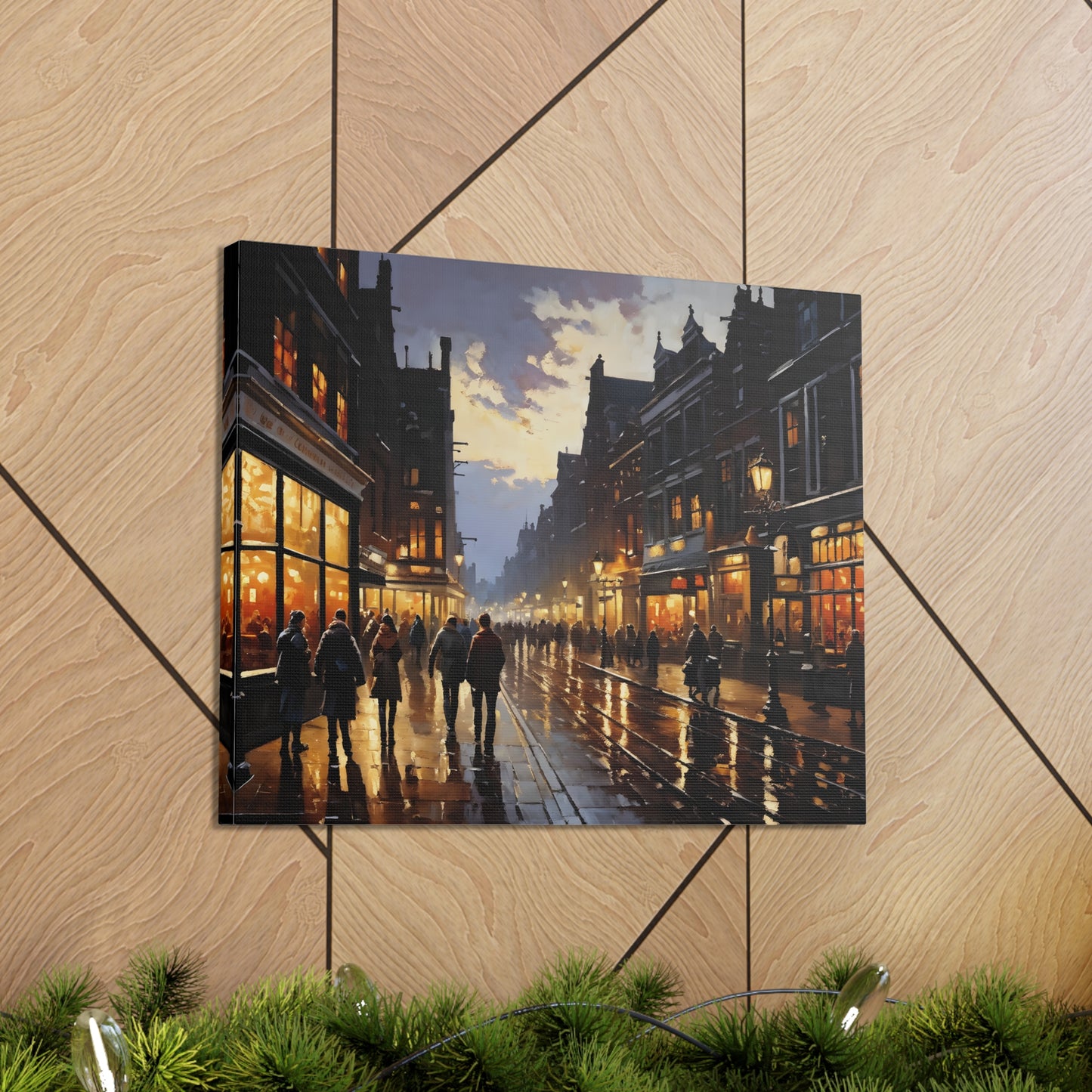 Street Scape Glow: Classic Oil Painting Wall Décor