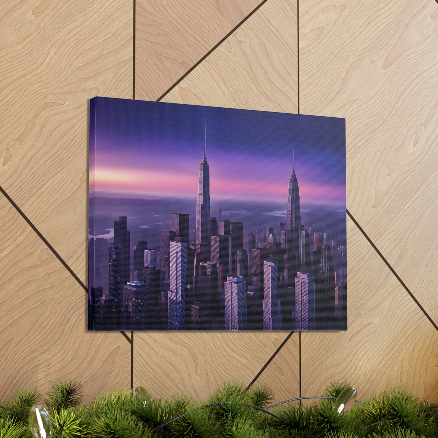 Purple Hues: Cityscape Wall Décor