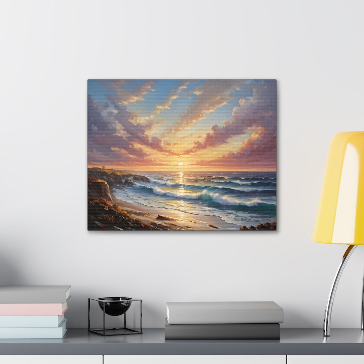 Coastal Sunrise: Classic Oil Painting Wall Décor