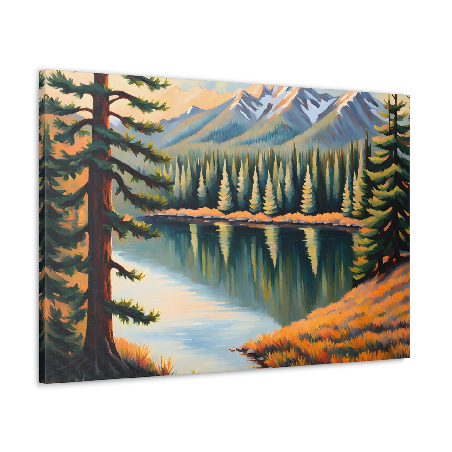 Mountain Reflections: Classic Oil Painting Wall Décor