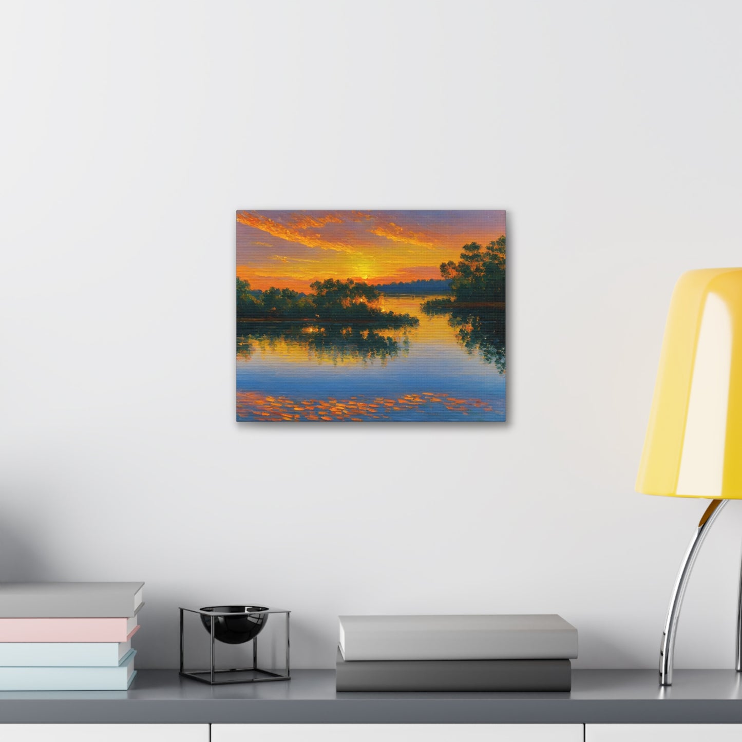 Serene Lakeside: Classic Oil Painting Wall Décor