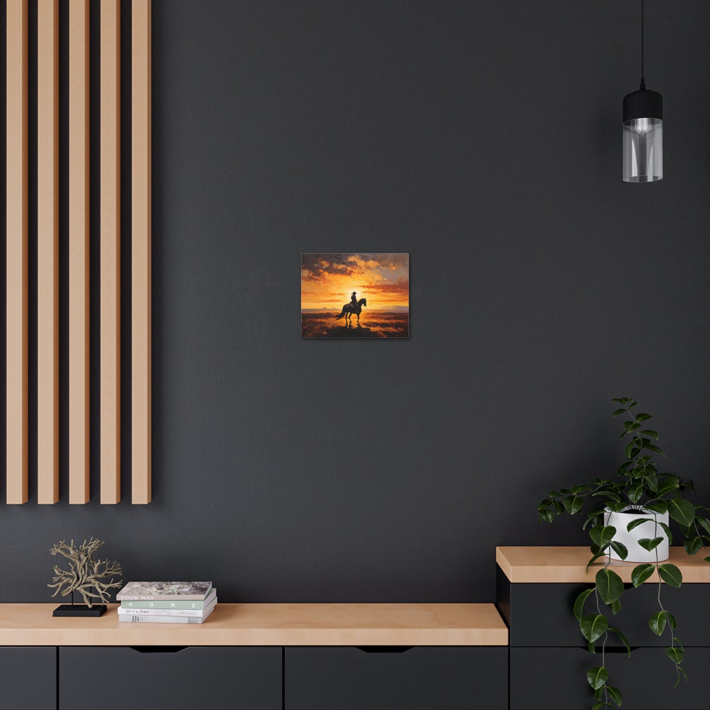 Cowboy's Silhouette: Classic Oil Painting Wall Décor