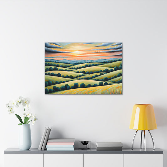 Verdant Hillside: Classic Oil Painting Wall Décor