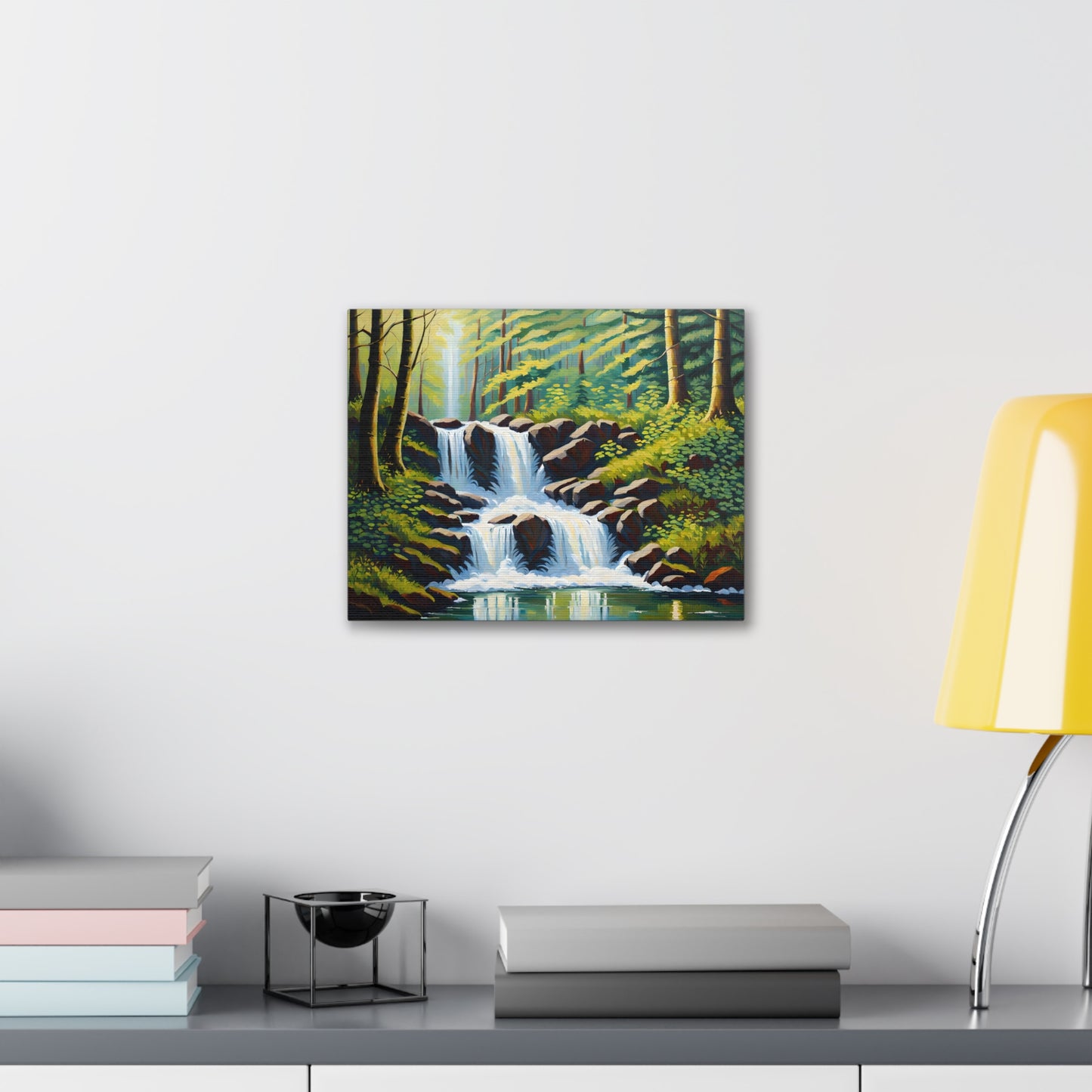 Lush Waterfall: Classic Oil Painting Wall Décor