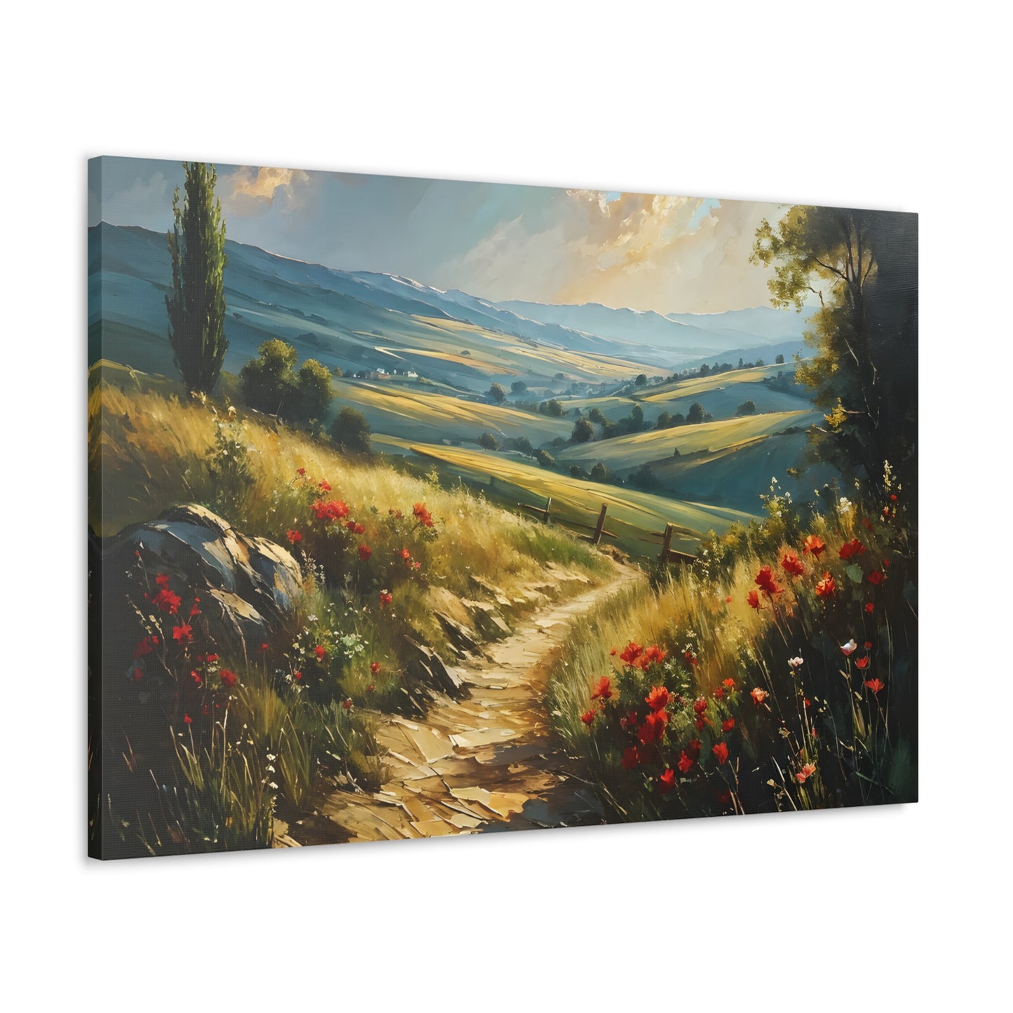 Serene Hillside: Classic Oil Painting Wall Décor