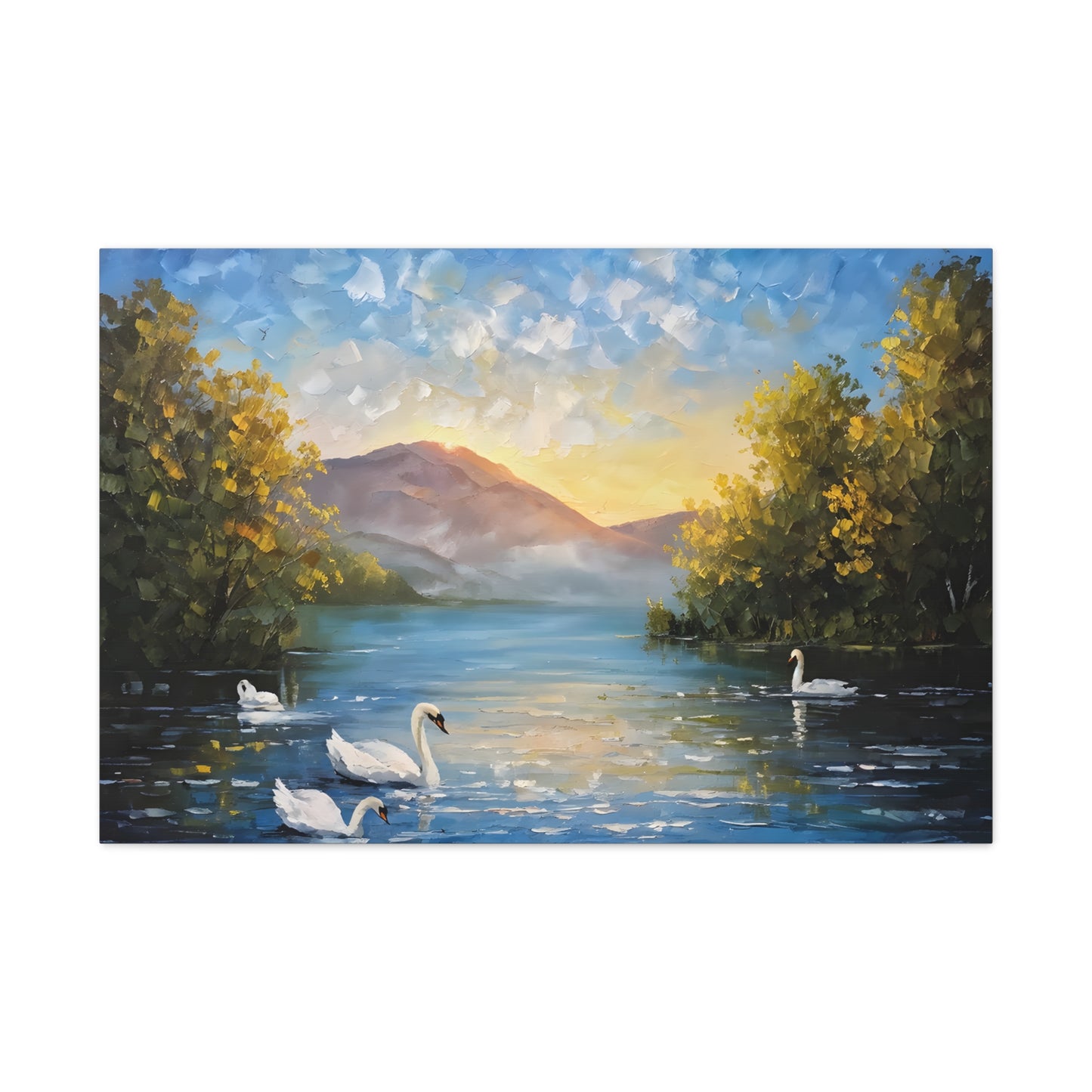 Gliding Swans: Classic Oil Painting Wall Décor