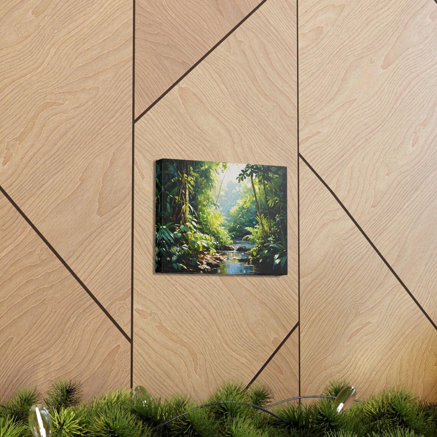 Verdant Stream: Classic Oil Painting Wall Décor