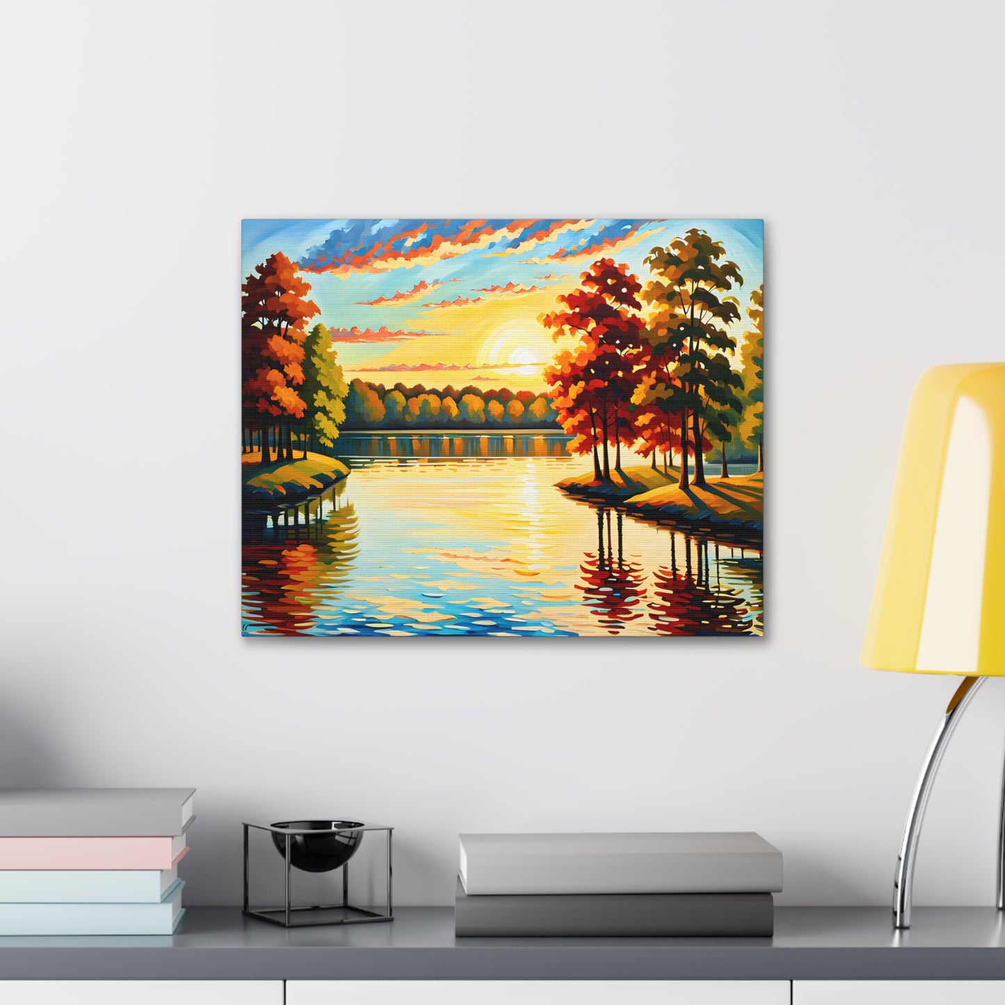 Crimson Horizon: Classic Oil Painting Wall Décor