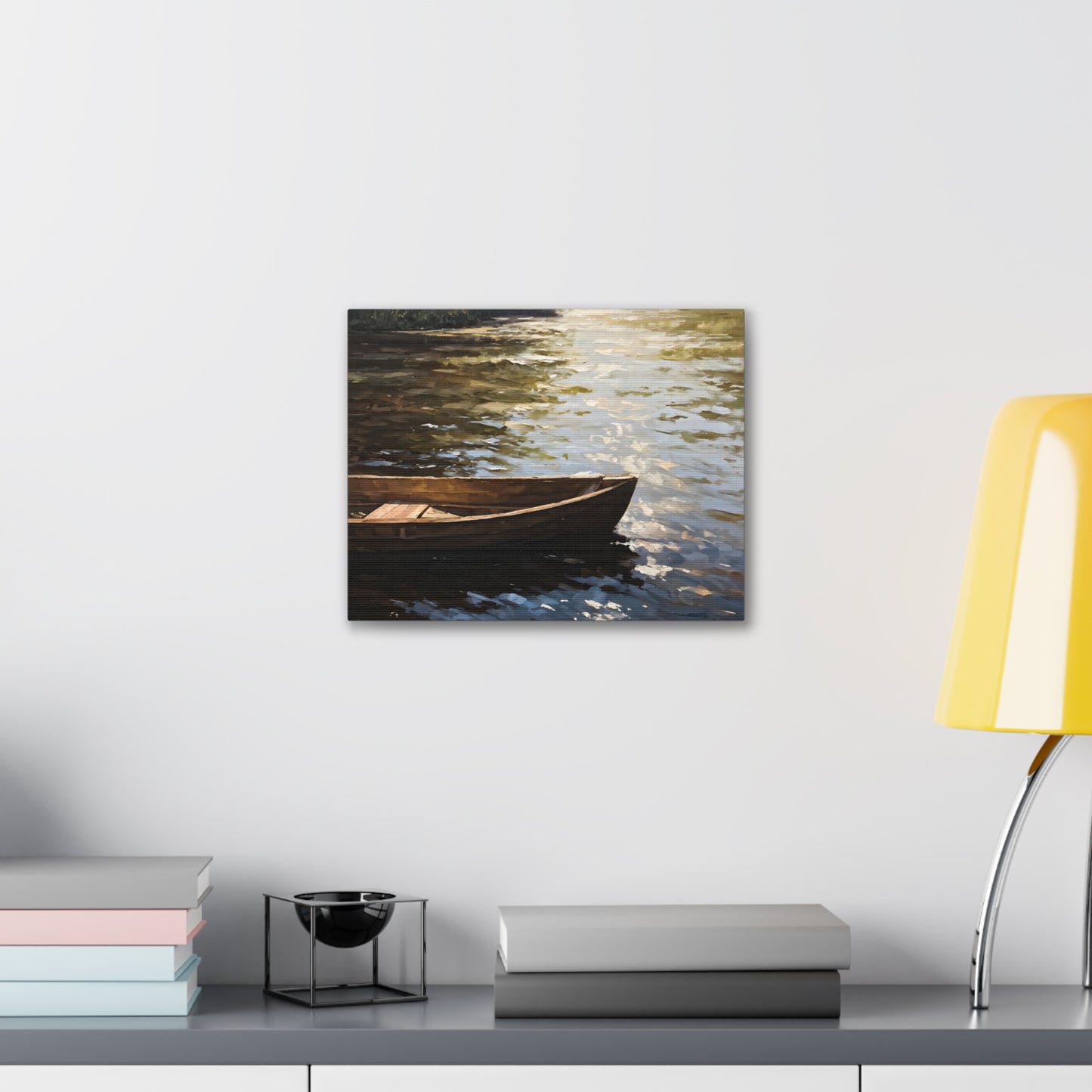 Serene Boat: Classic Oil Painting Wall Décor