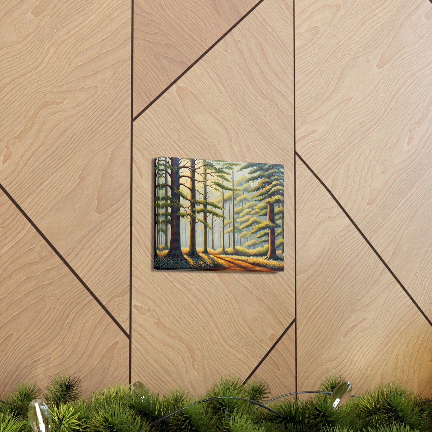 Evergreen Vista: Classic Oil Painting Wall Décor