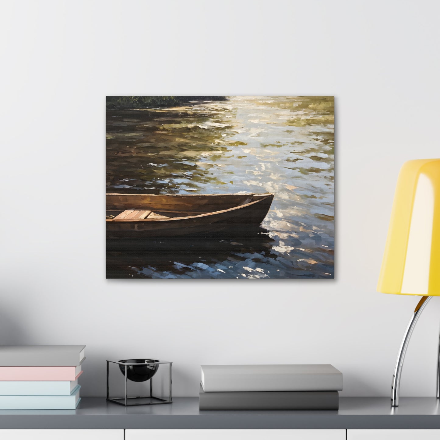 Serene Boat: Classic Oil Painting Wall Décor