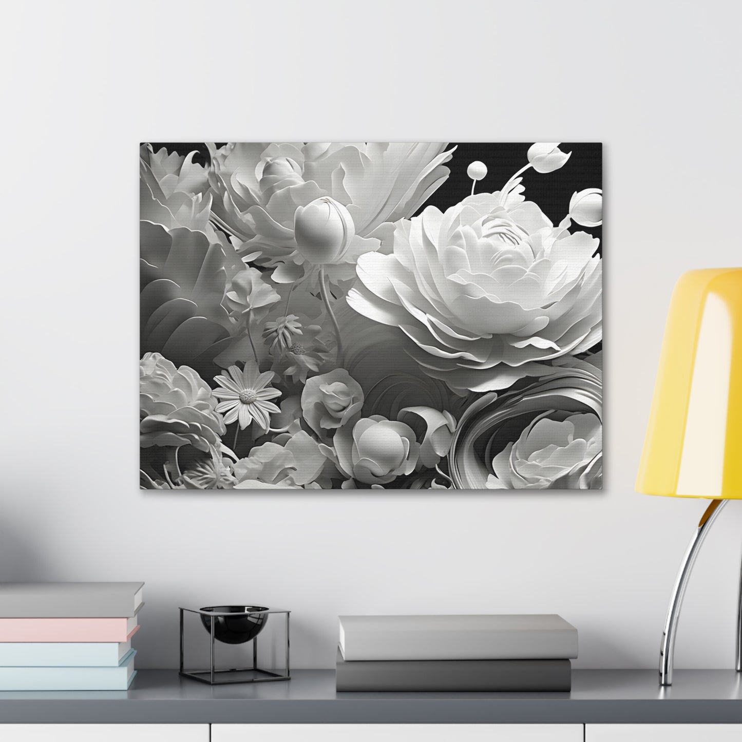 Marble Petals: Black and White Wall Décor