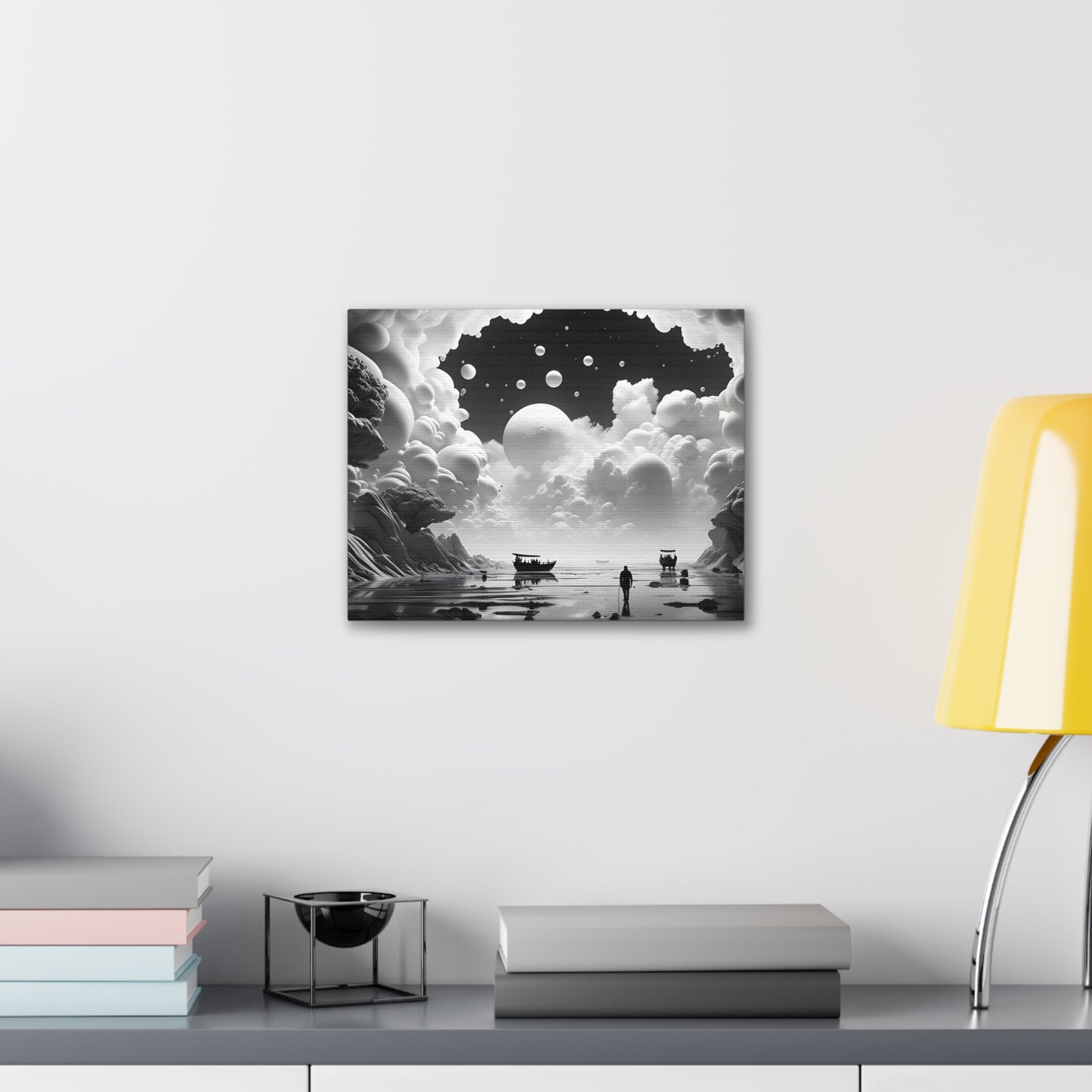 Celestial Waterway: Black and White Wall Décor