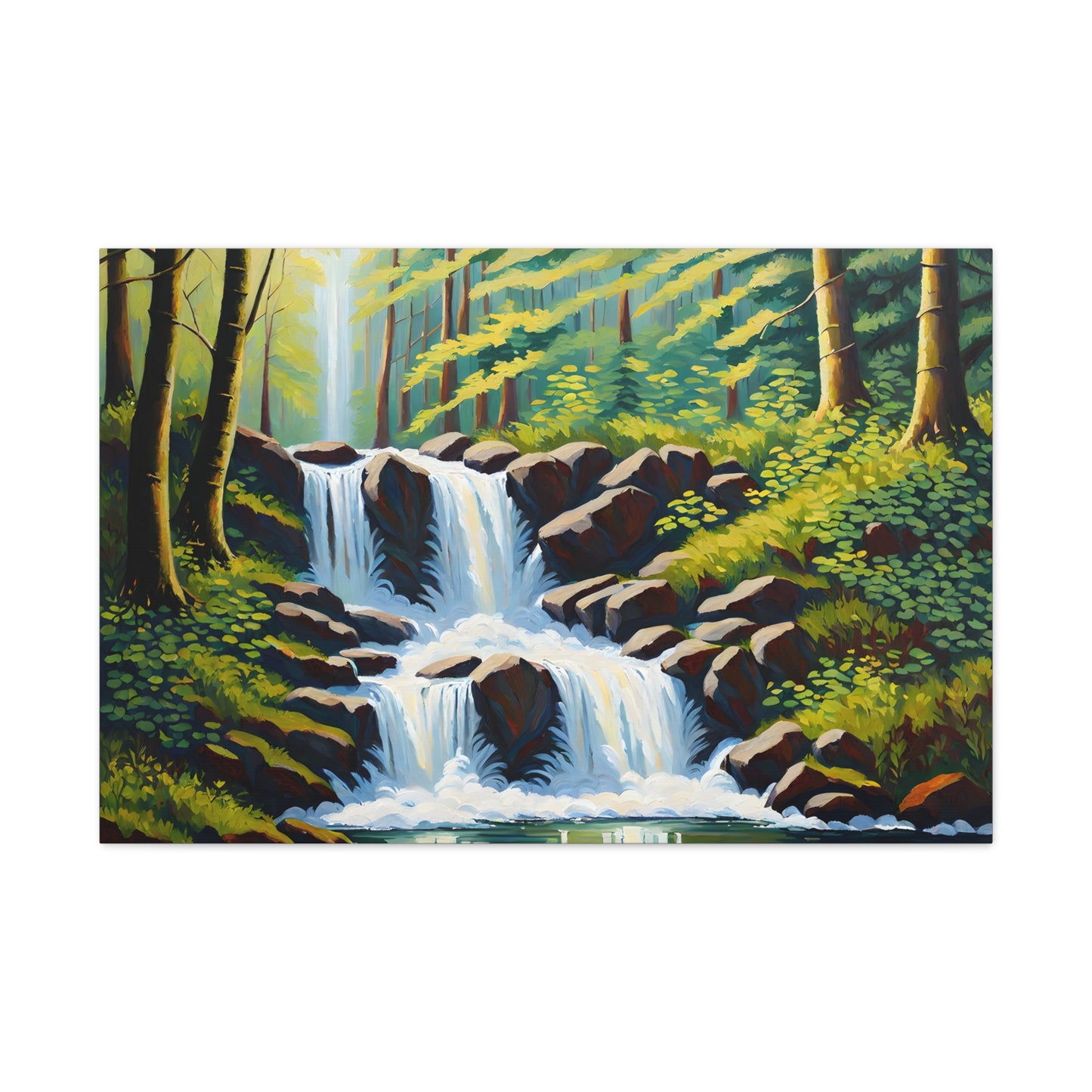 Lush Waterfall: Classic Oil Painting Wall Décor