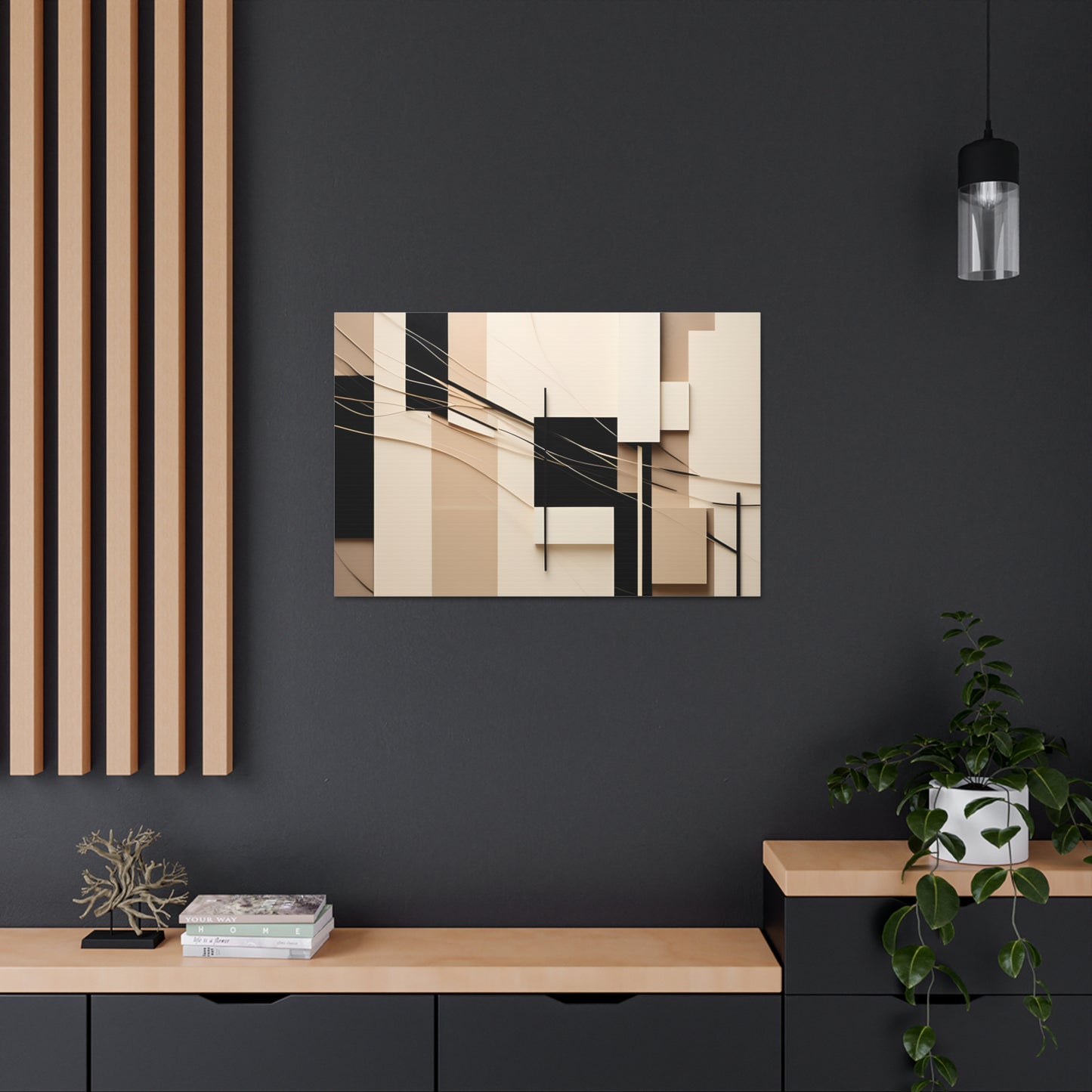 Graceful Contrast: Abstract Beige Wall Décor