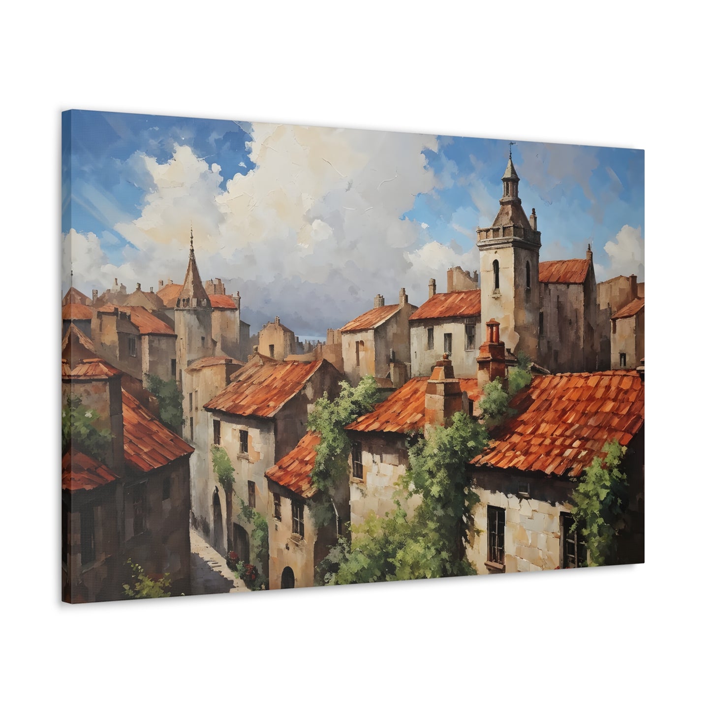 Aged Cityscape: Classic Oil Painting Wall Décor