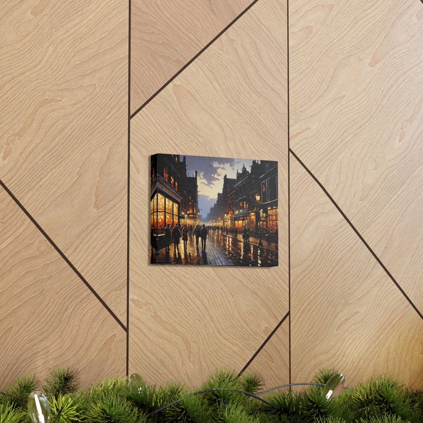 Street Scape Glow: Classic Oil Painting Wall Décor