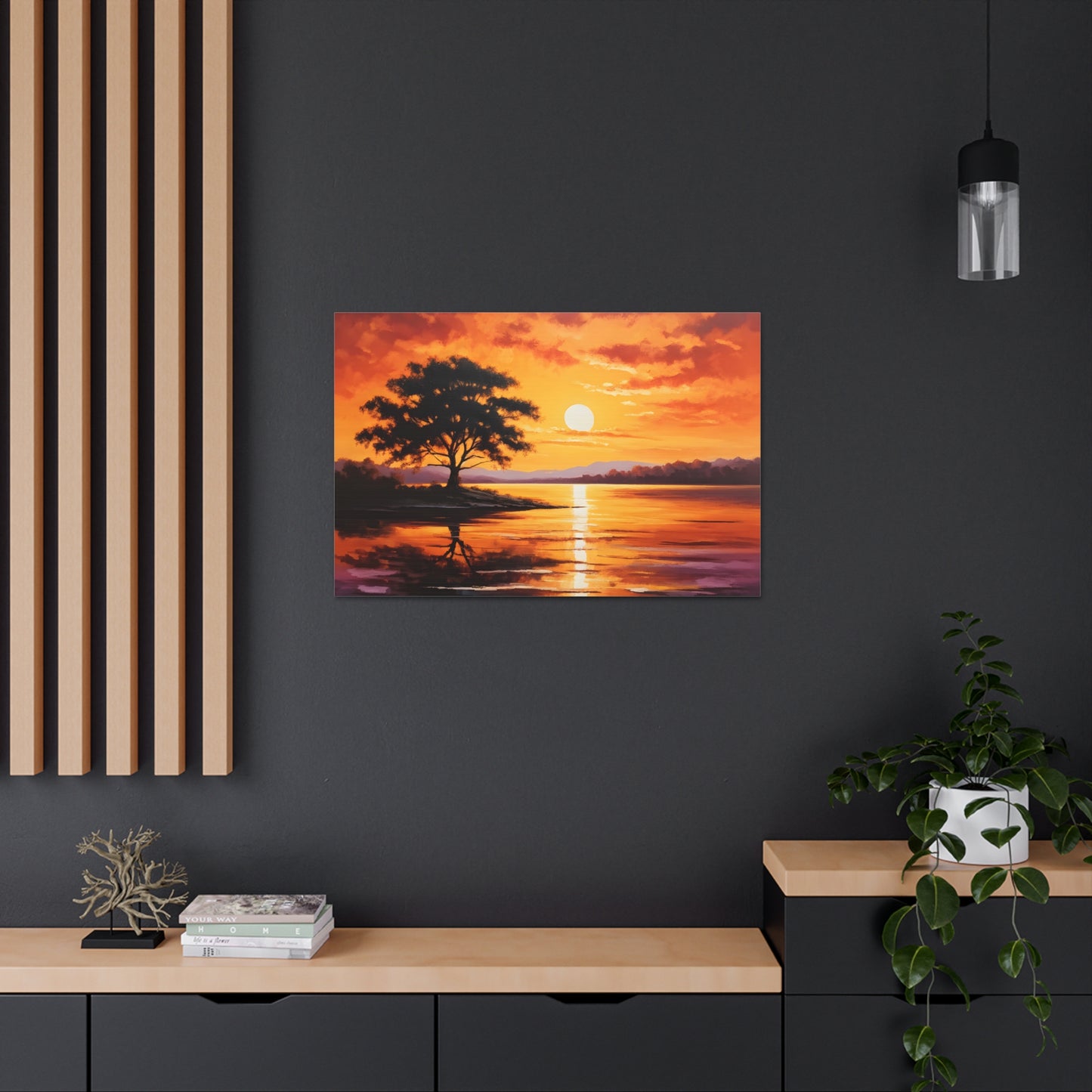 Sunset Cascade: Classic Oil Painting Wall Décor