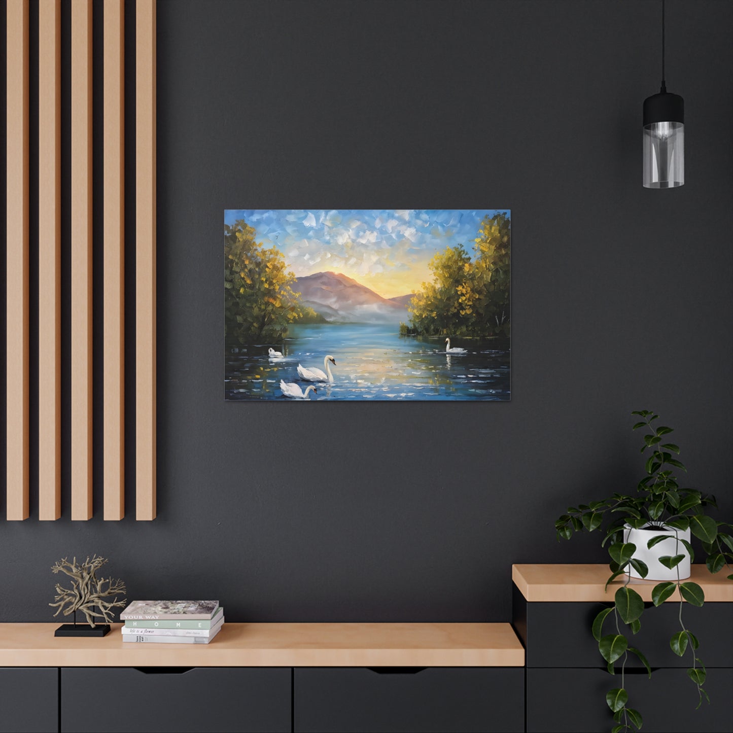 Gliding Swans: Classic Oil Painting Wall Décor