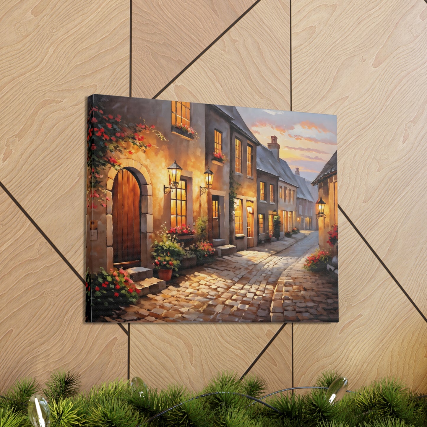 Cobblestone Path: Classic Oil Painting Wall Décor