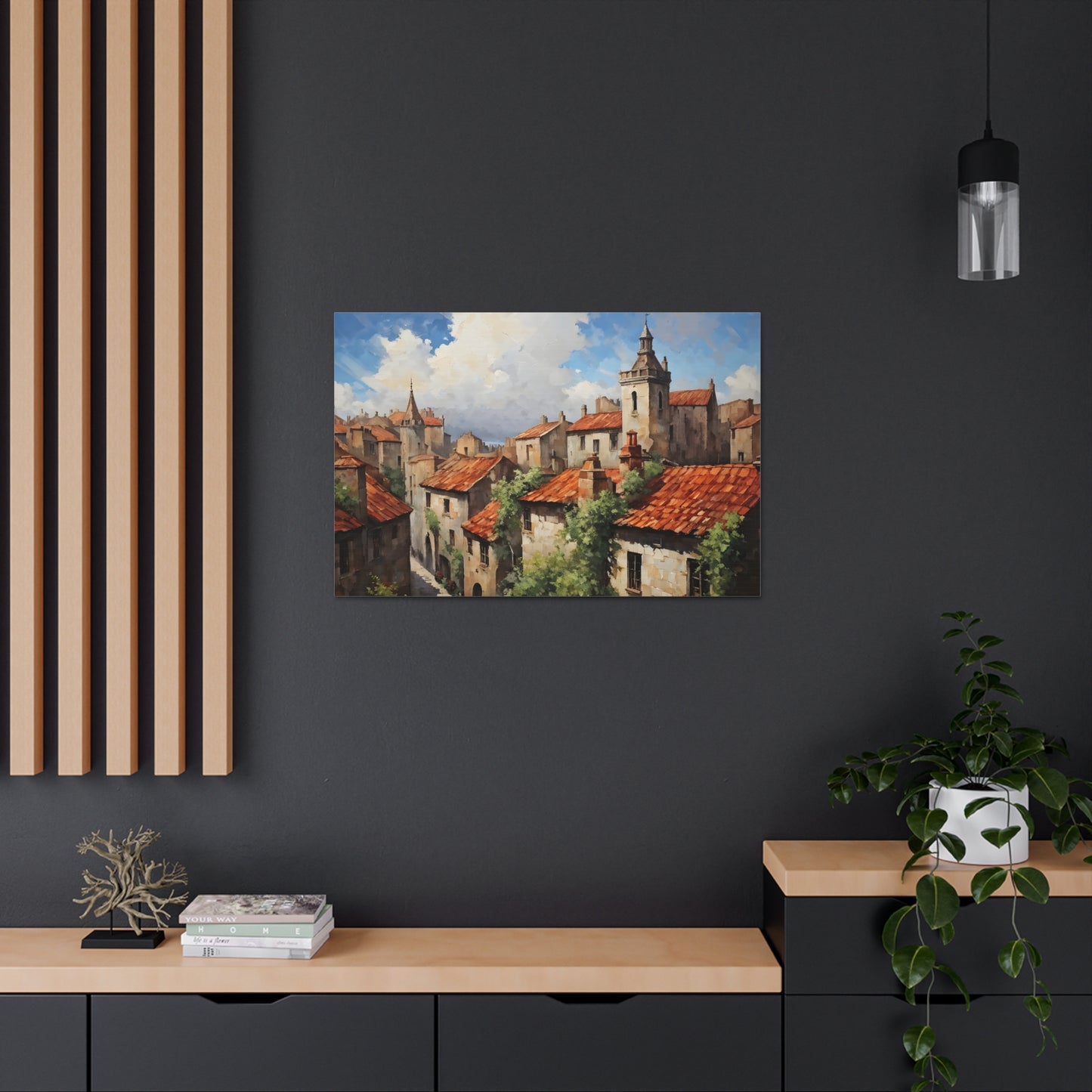 Aged Cityscape: Classic Oil Painting Wall Décor