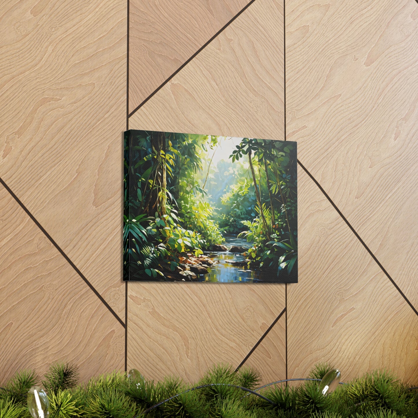 Verdant Stream: Classic Oil Painting Wall Décor