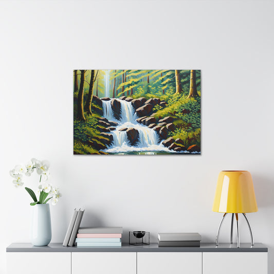 Lush Waterfall: Classic Oil Painting Wall Décor